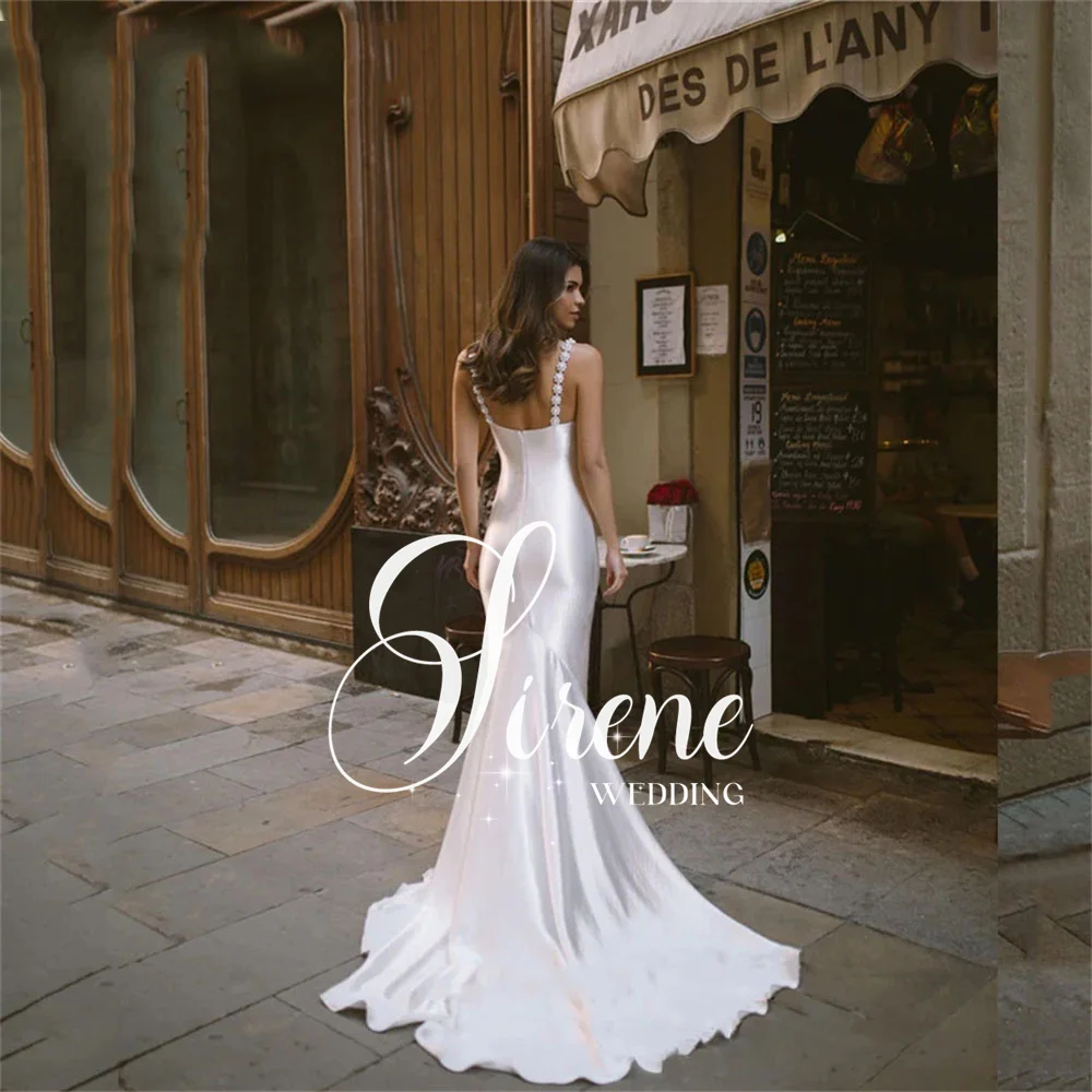 ที่กําหนดเอง Sirenen Mermaid Elegant Pearl ชุดแต่งงาน Backless Sweetheart ง่ายชุดเจ้าสาวแขนกุด 2025 Vestidos De Novia