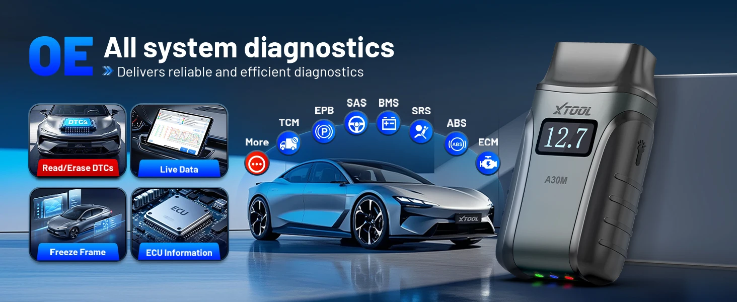 2026 XTOOL Anyscan+ A30M V2.0 BT OBD2 Scanner Kfz-Diagnosegerät mit 26+ Resets, Allsystem-Diagnose-Codeleser, kabelloses bidirektionales Scan-Tool für Android iOS, lebenslange kostenlose Updates – Detail 6