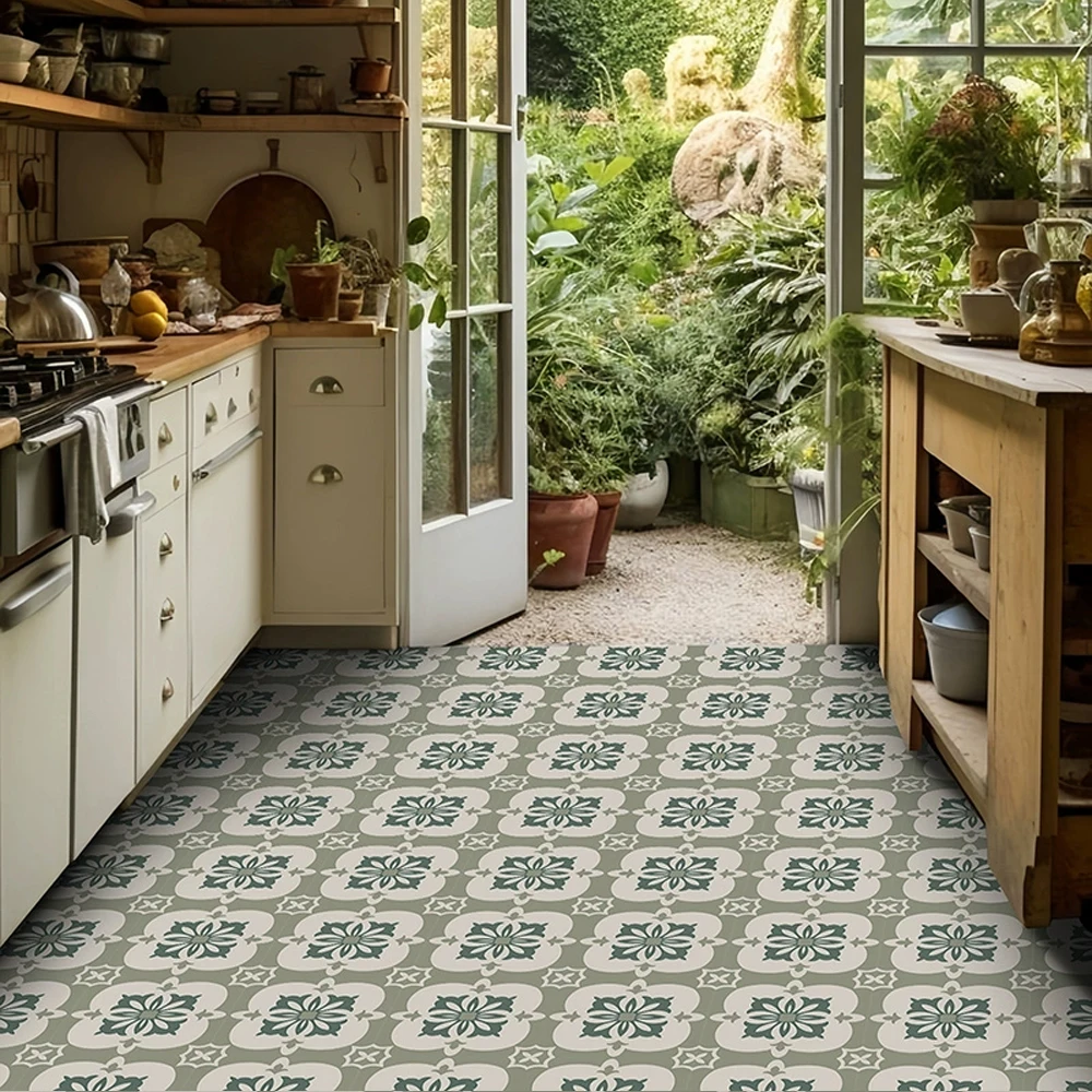 Vinyl Floor Tiles  Stick on Floor, Removable and Waterproof Flooring Tiles for Renters Adhesive Tiles for Bathroom 6 PCS 30x30cm