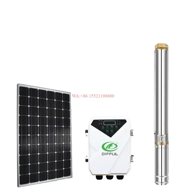 WMWMNU 48V DC Solar Water Pump System for Well Irrigation Complete Solar Pump Kit Off Grid Submersible Deep Well Water