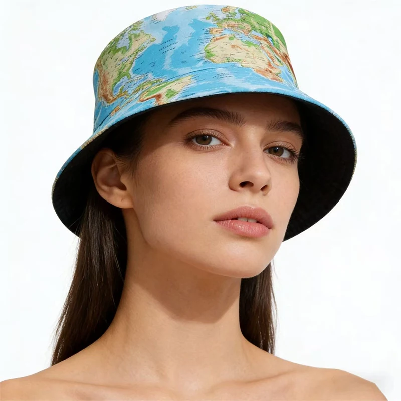 

Кепка-панама Global Map Fisherman: дышащая, из мягкой ткани, модная и стильная, для путешествий, отдыха на природе, защиты от солнца и ветра