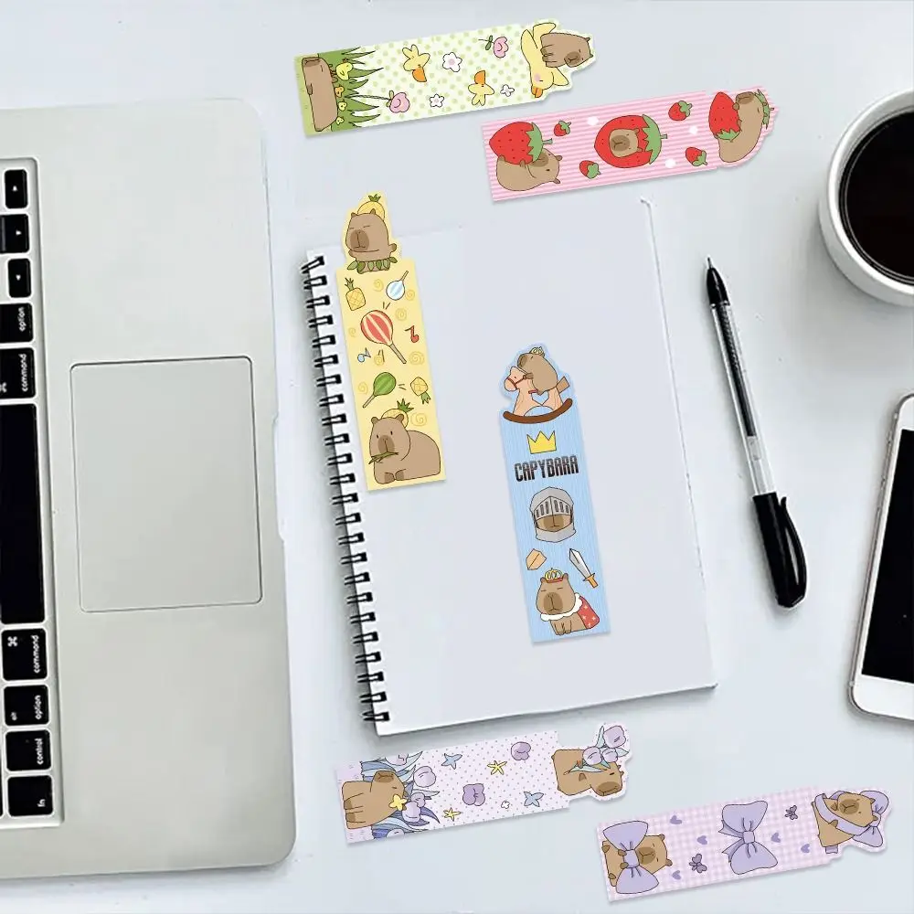 30 قطعة/المجموعة ورقة كابيبارا المرجعية كتاب الديكور الكرتون قراءة كتاب التسمية القراءة القرطاسية صفحة ترقيم الصفحات علامة مكتب