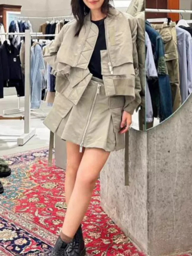 SAC 26 Spring Multi-Layer Spliced Zip Pocket Jacket Loose Casual Jacket