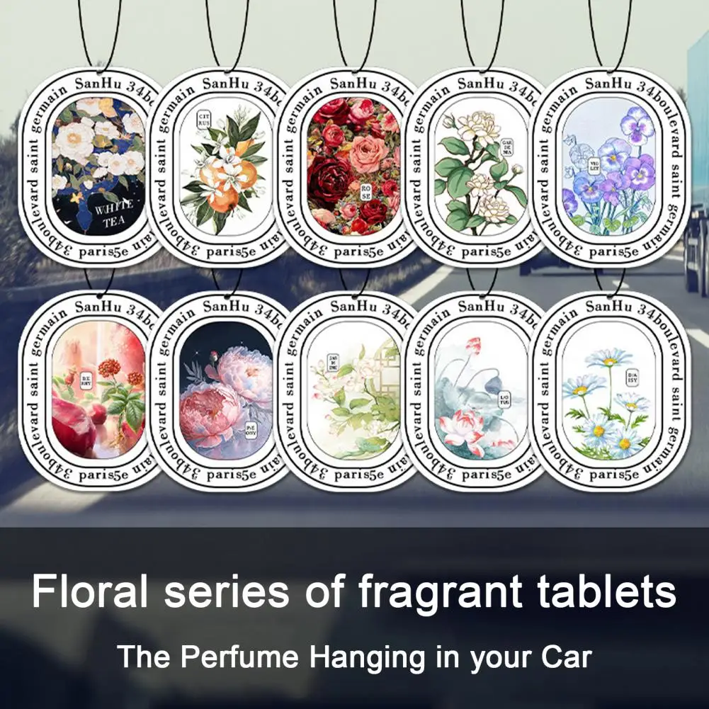 Hanging Car Accessories Hanging Car Decor Eco-friendly Flower Print Car Air Freshener Pendants Set of 10 Exquisite for Safe