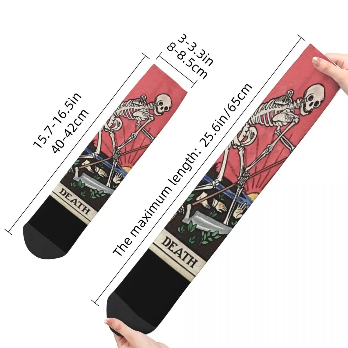 Death Tarot Pink Stuff Crew Socks Flexible Skull Sport Long Socks Super Soft for Unisex Wonderful Gifts