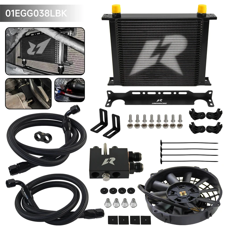 Oil cooler 30 Row AN10 w/Bracket +7'' Fan Hose Kit For  BMW 3 Series N54 Engine 135 135i E82 335 335i E90 E92 E93 Black