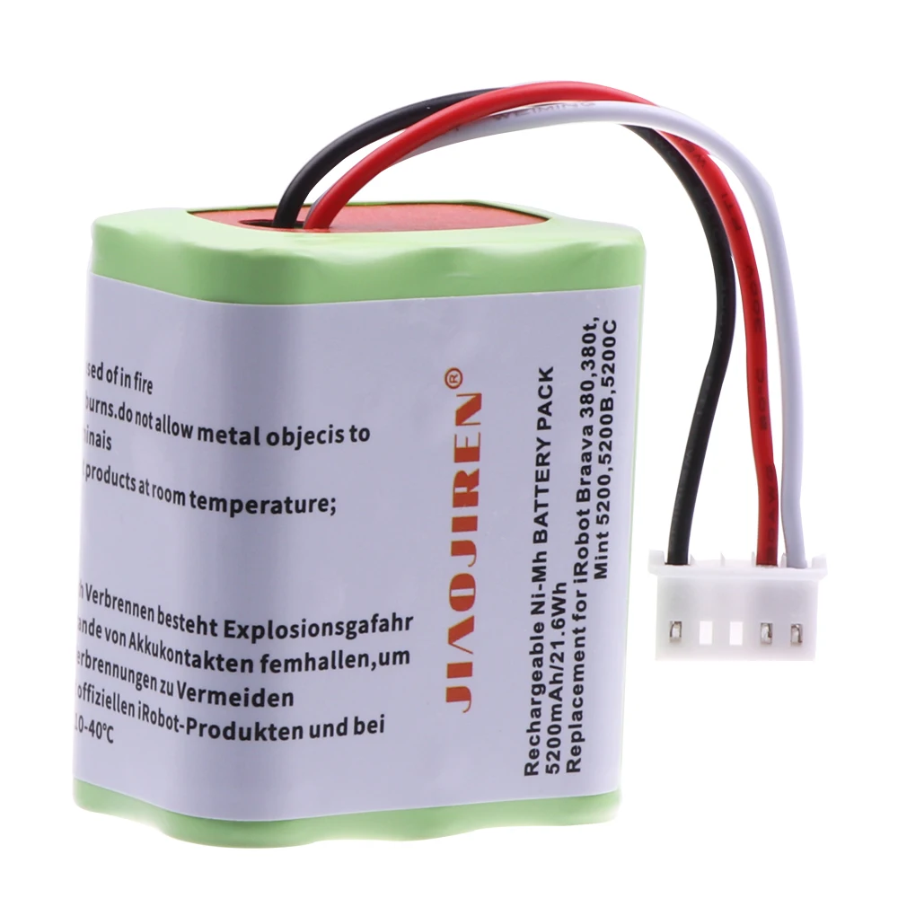 7.2V NI-MH 5200mAh Battery for iRobot Braava 380T 380 390T Mint 5200 5200B 5200C Vacuum Cleaner upgraded 3000MAH NI-MH Battery