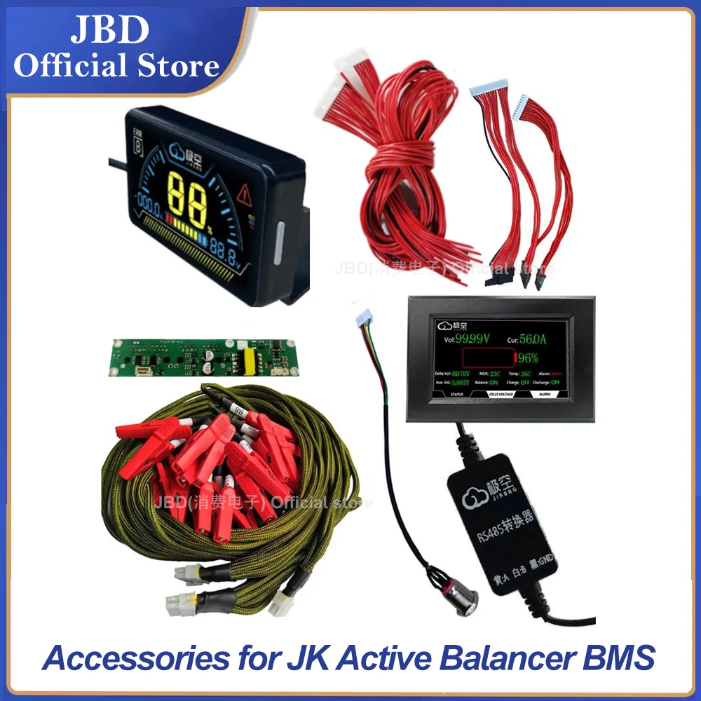 Accessories for JK Jikong Active Balancer BMS Cable Wire Connector Adapter RS485 Module 4.3 2.5 LCD Display Switch Button On