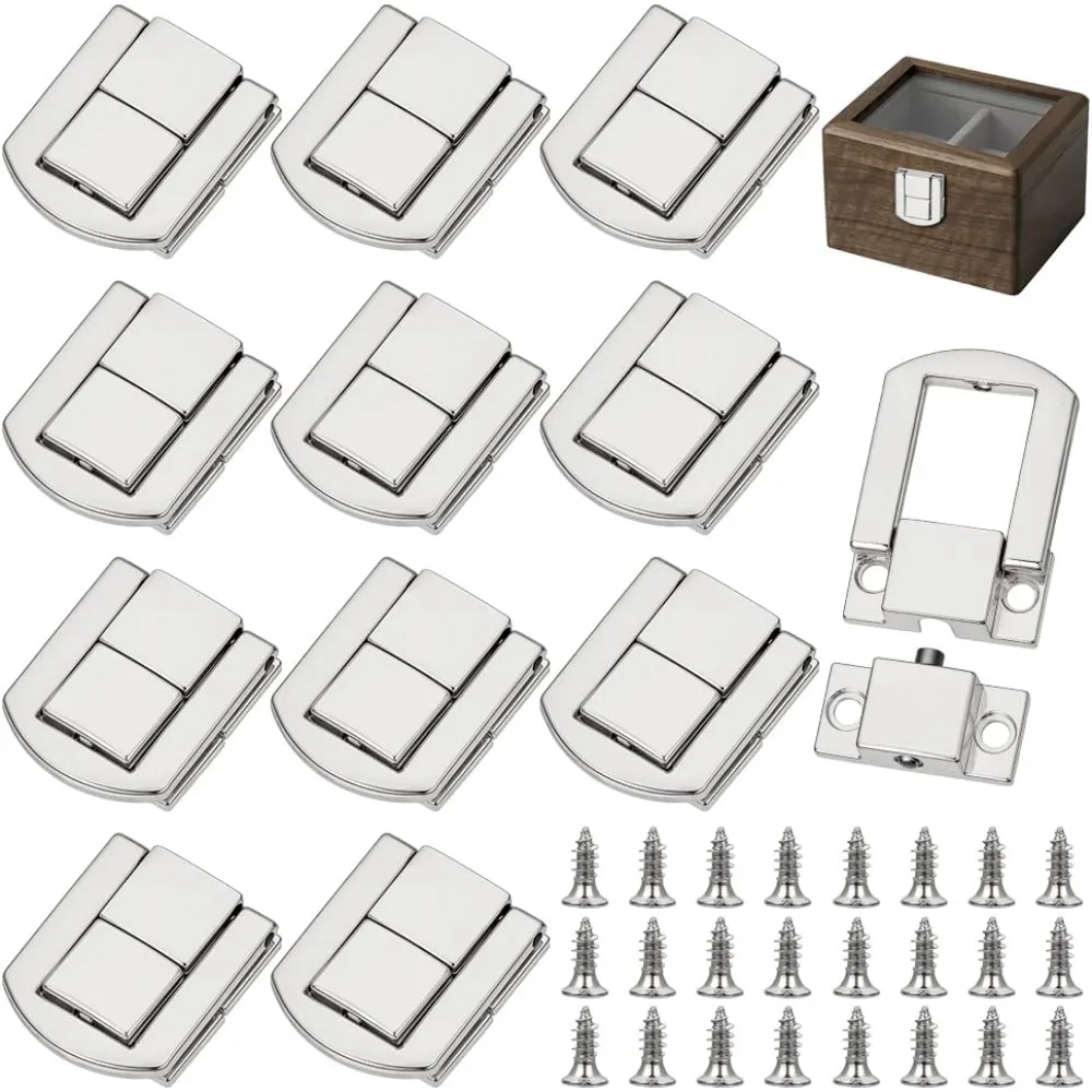 

12 Sets Hasp Latch Catch Lock 0.94x0.81x0.24 inch Alloy Purse Locks with 48 Screws for DIY Handbags Jewelry Boxes and Vintage