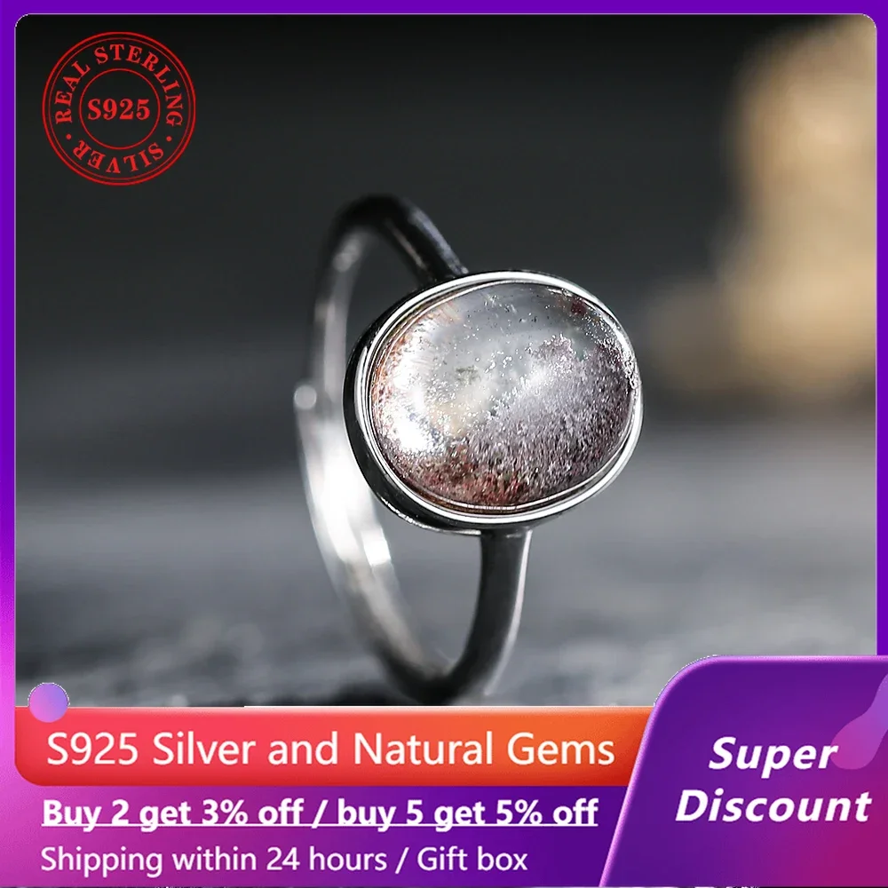 

S925 sterling silver ring paired with natural crystal gemstone women's ring exquisite high-end jewelry neutral couple ring