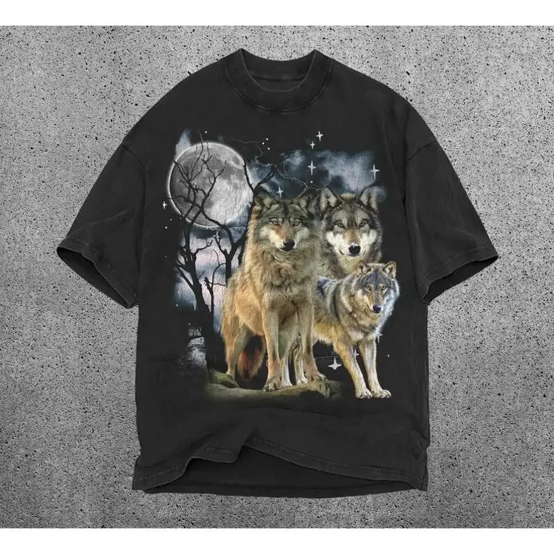 Wolf 90S Vintage T Shirt Three 2000S Nature S 4Xl