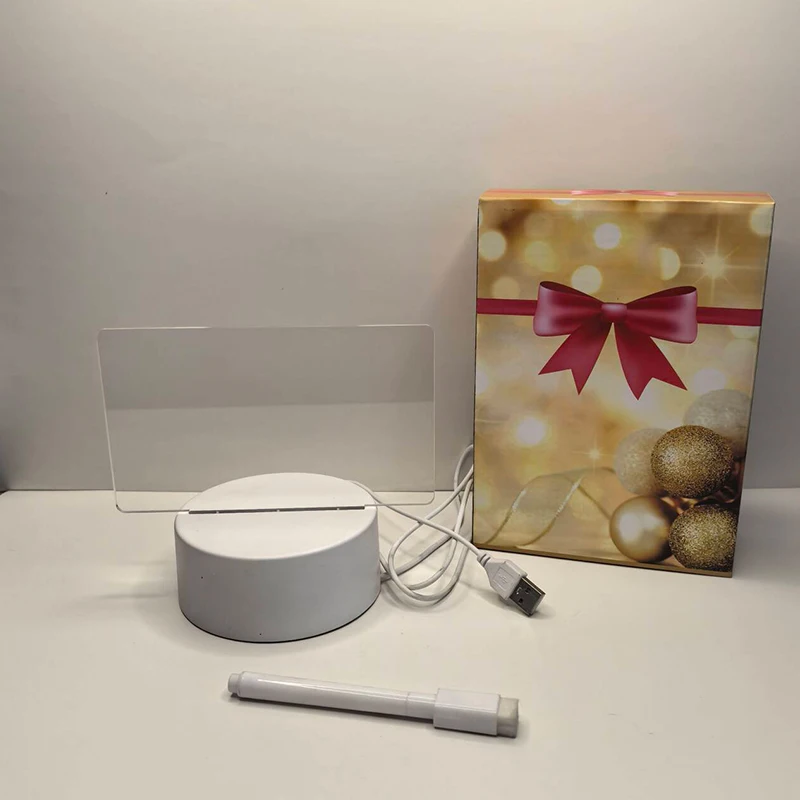 الاكريليك أضواء Led لوح كتابة ضوء الليل مصباح الطفل شفافة ثلاثية الأبعاد رسالة مجلس أضواء ليلية لمكتب غرفة النوم