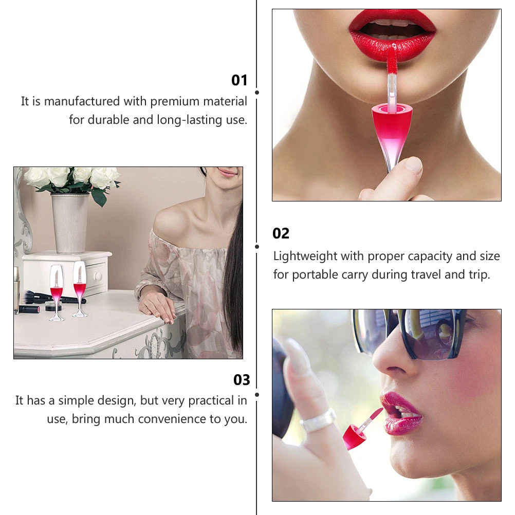 

12 Pcs Empty Lip Gloss Tubes Glass Shaped Clear Plastic Bottles Mini Size Portable Refillable DIY Makeup Accessories