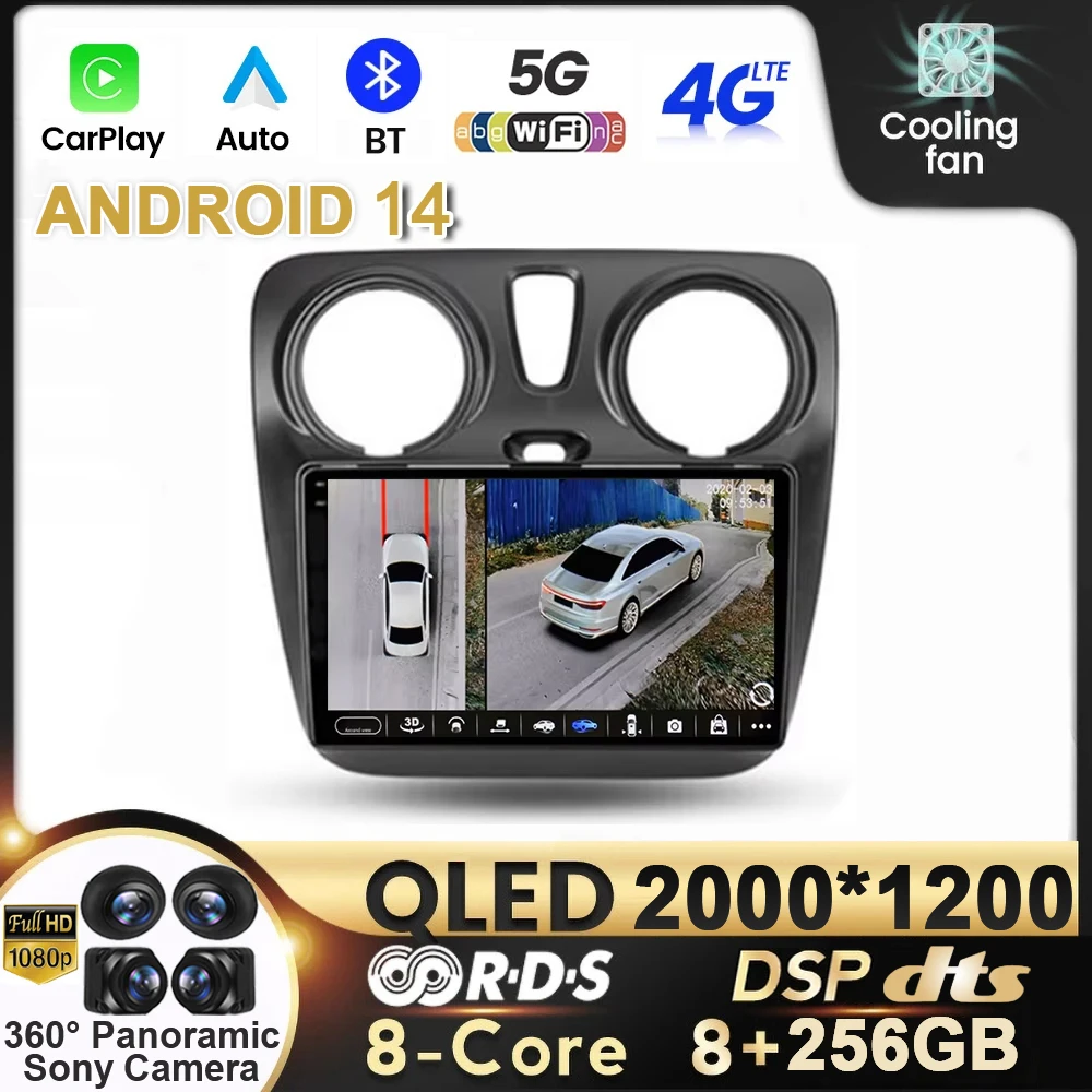 

Android 14 Car Radio For Renault Lodgy Dacia Dokker 2012 - 2020 Navigation Multimedia Video Player GPS RDS DSP WIFI 4G Auto DSP