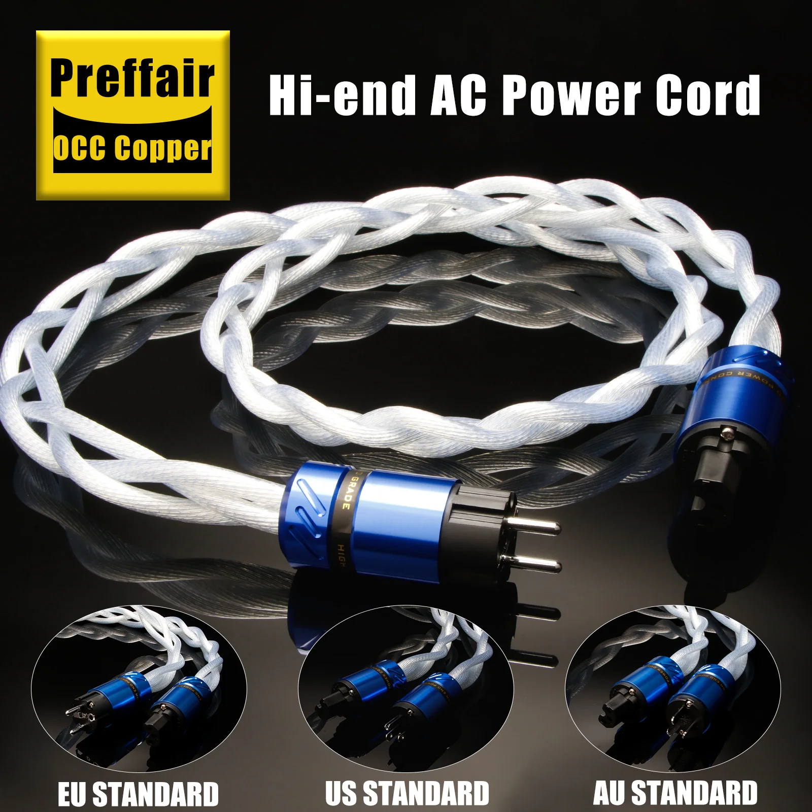 Preffair 5N OCC single crystal US & EU AC Audiophile audio a