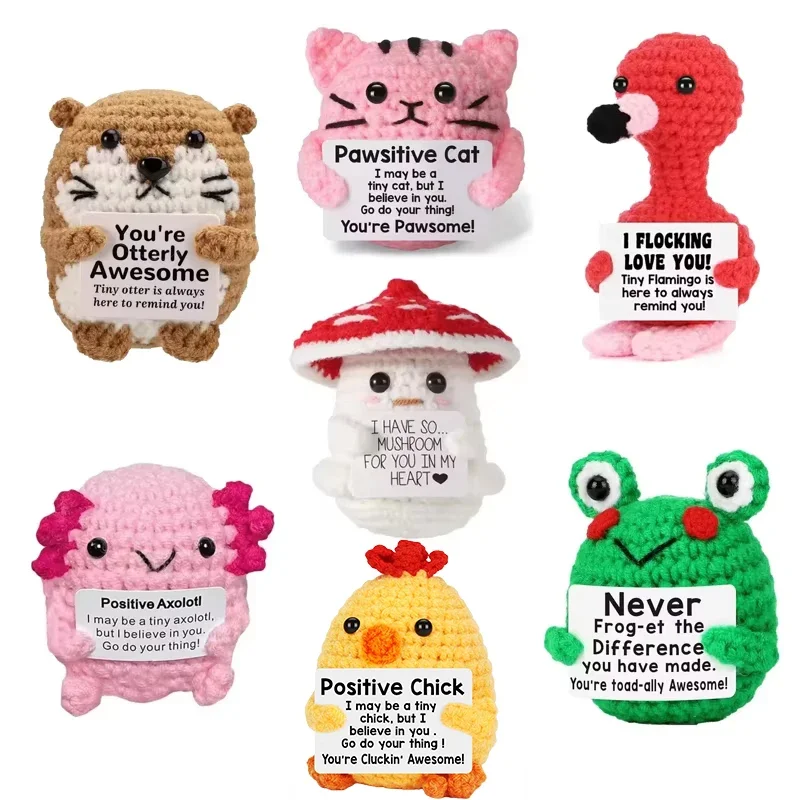 Poupées animales en crochet faites à la main, amusantes et inspirantes, pour la décoration de la maison, ornement de bureau, cadeaux