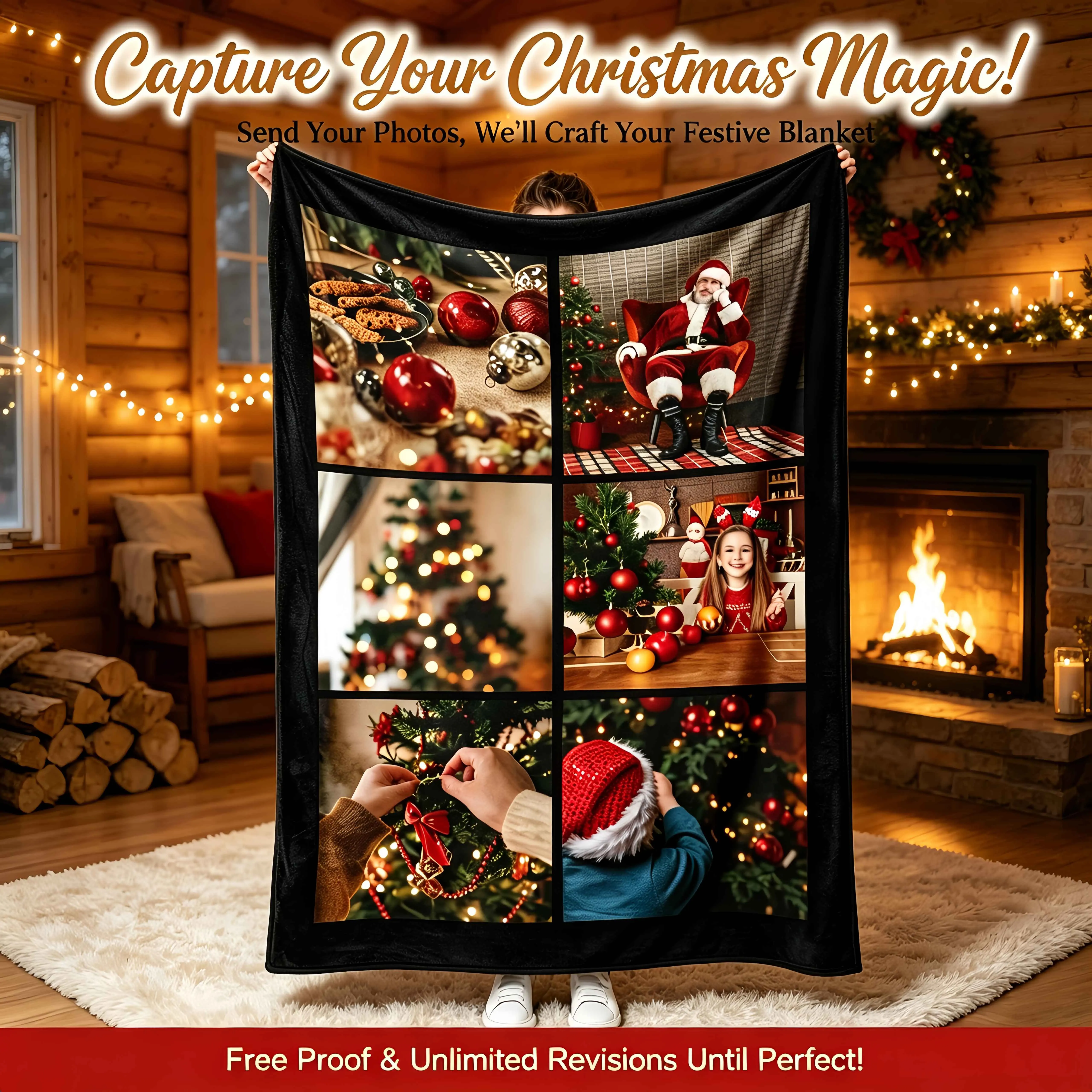 Personalized Christmas Customized Throws Blanket Customizable Photo Soft Flannel Blanket Home Sofa Bed Blanket Christmas Gift