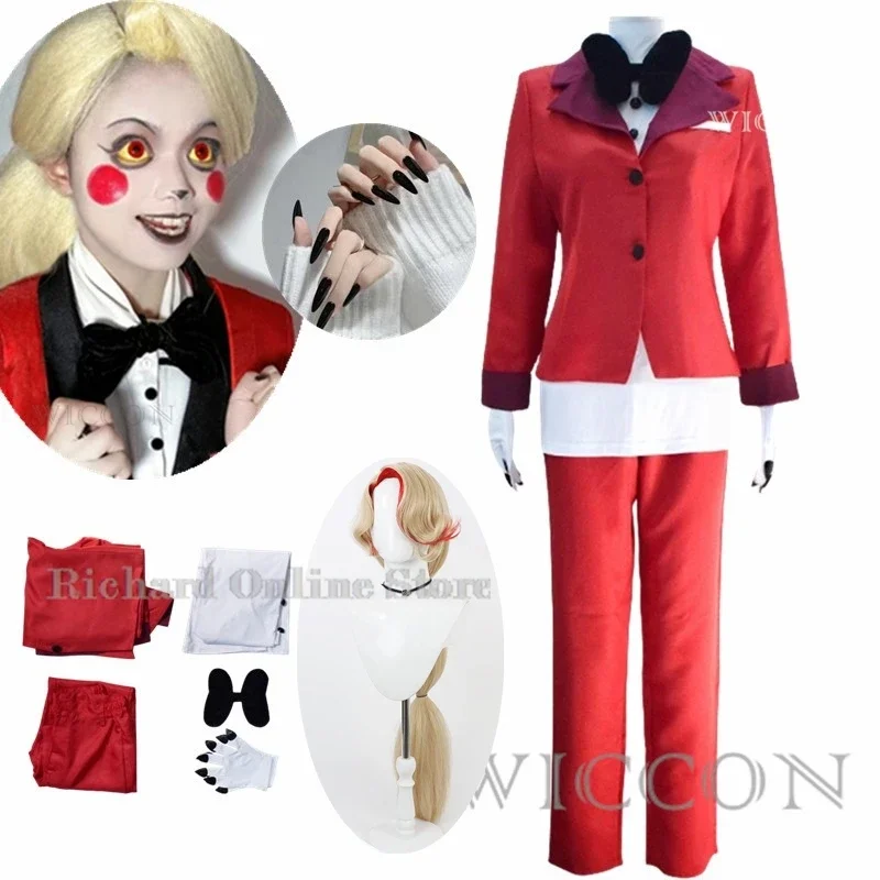 Hazzbin Cos Hotel Charlie Cosplay Morningstar Fantasia Costume Disguise Adult Women Top Pants Outfits Halloween Carnival Suit