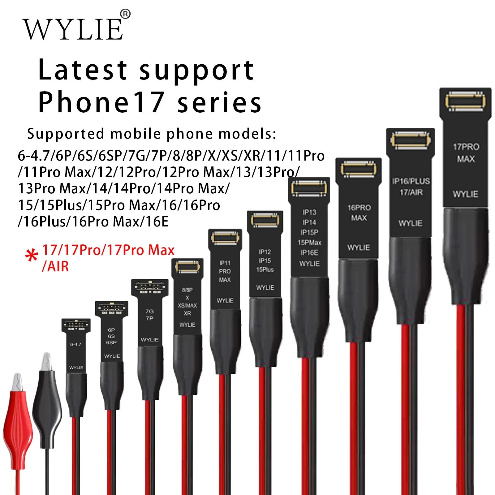 

WYLIE WL-647L iBoot Power Cable tools for iPhone 6-17 Pro Max Repair with Original Connector No Battery Needed Testing Cord set
