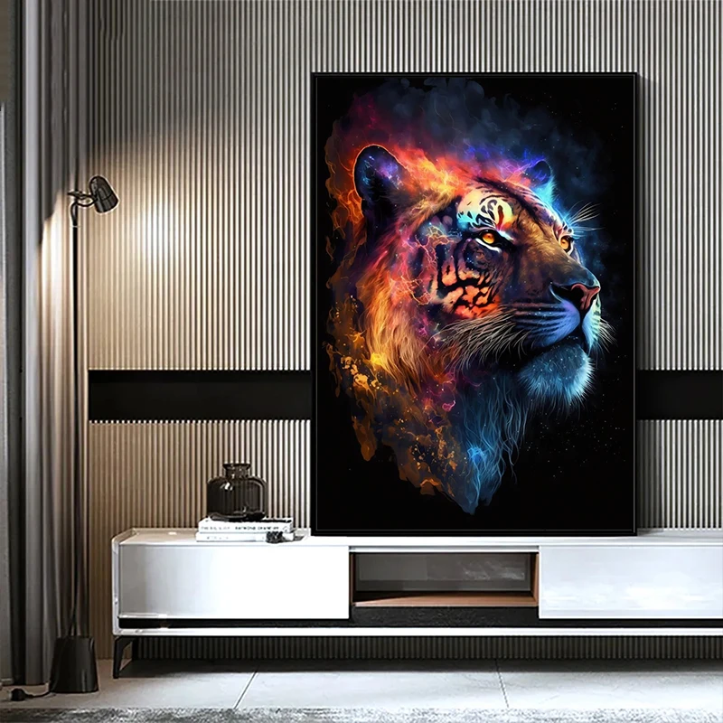 Animals Star Lion Modern Art Posters and Prints Owl Tiger Bear Abstract Canvas Painting Wall Art Pictures Home Living Room Decor