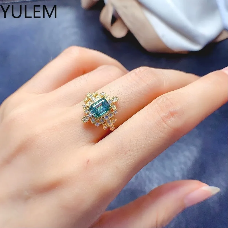 

5x7mm Emerad Cut Green Moissanite S925 Sterling Silver for Women Engagement Wedding Lady's Jewelry Gift Luxury