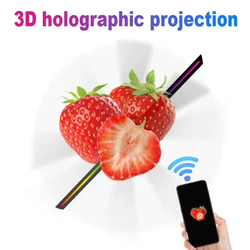 

3D HD Hologram Fan Projector SD 42cm LED Sign Holographic Player support Image Video Shop Bar Party Advertising Display Light