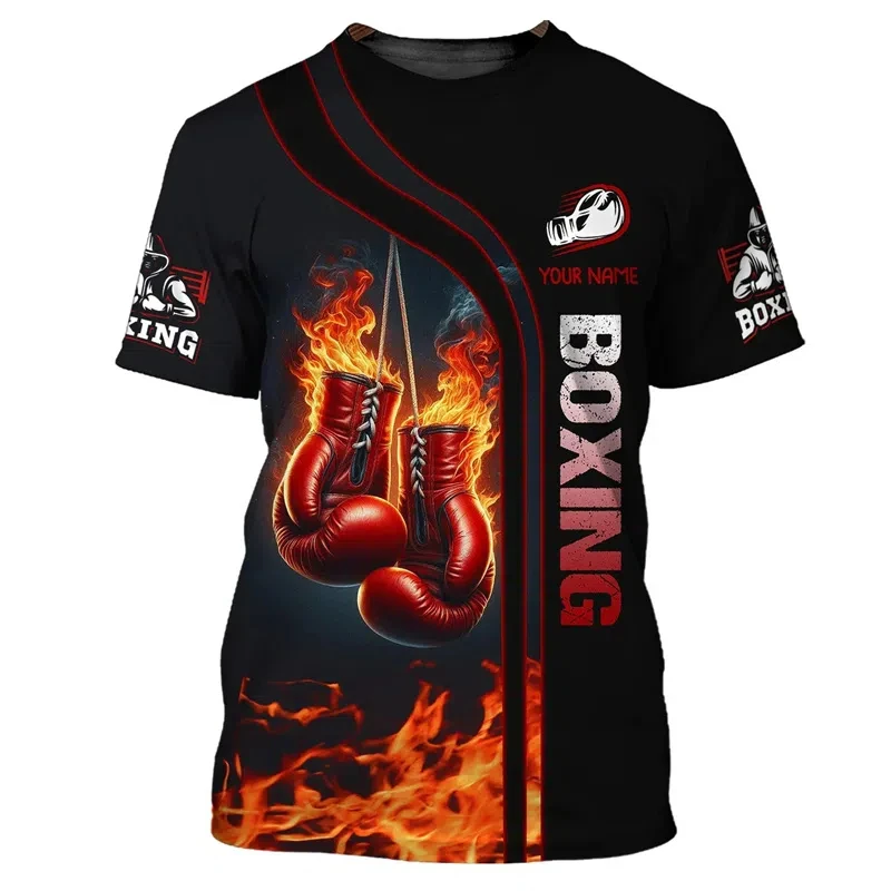 

Men's fashionable boxing graphic T-shirt, summer popular 3D printed short sleeved sports top, loose and breathable quick drying