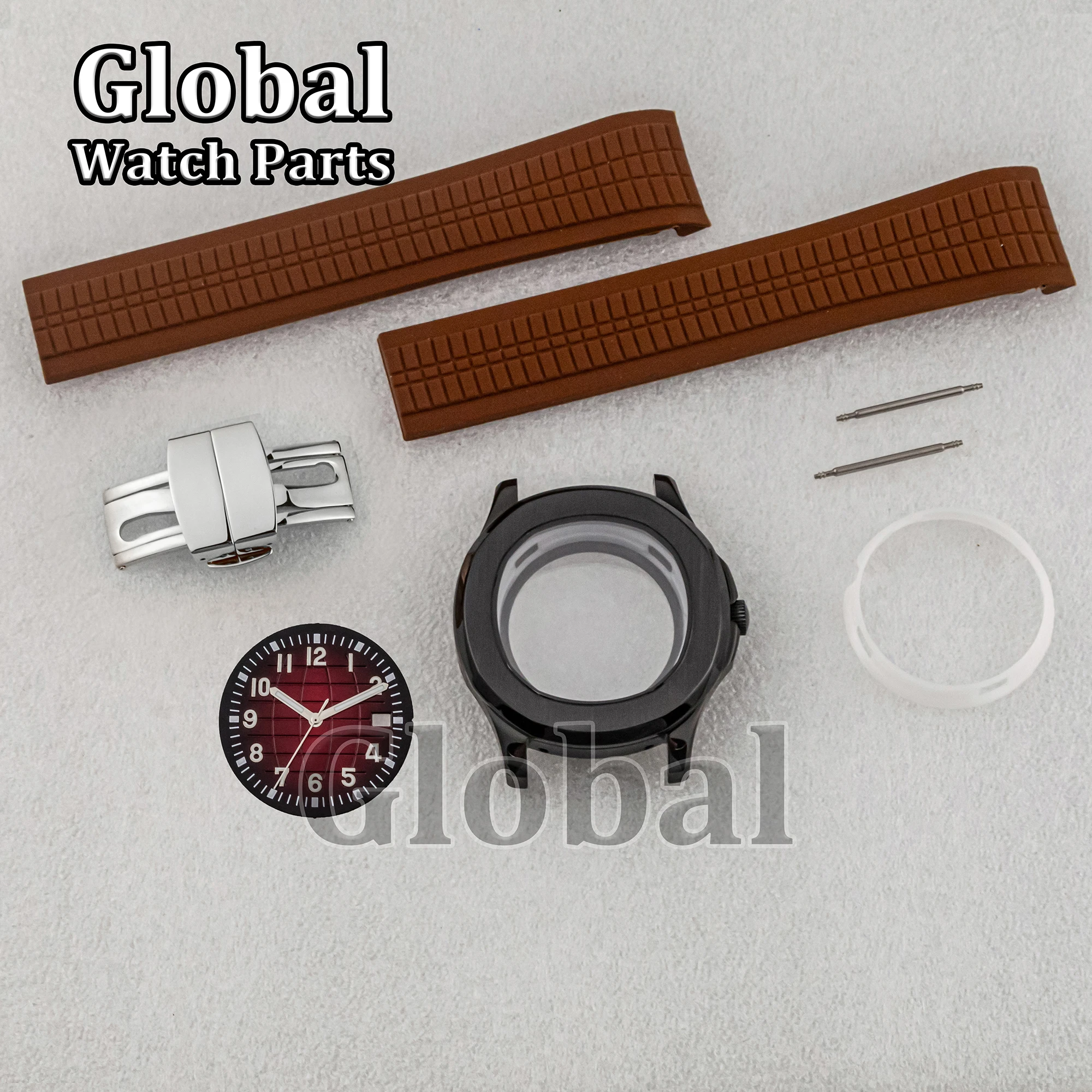 Корпус NH35, резиновый ремешок, циферблат, светящиеся стрелки, черная нержавеющая сталь, 10 АТМ, водонепроницаемое сапфировое стекло для механизма Nautilus NH36