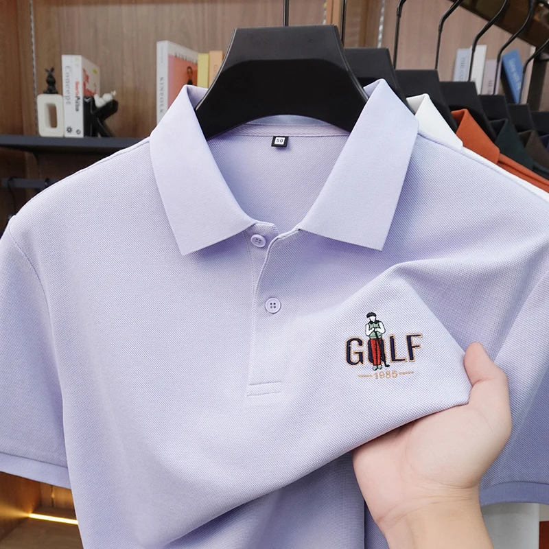 High end brand fashion short sleeve polo shirt luxury letter embroidery men's summer comfort breathable new golf casual T-shirt