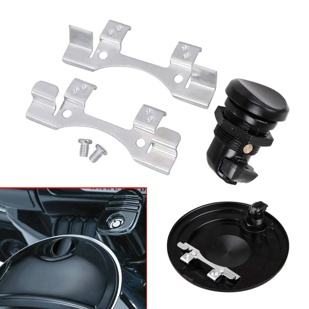 Motorcycle Fuel Latch Button Kit Fuel Tank Latch Cover for Touring 1992-2020 Street Road Glide