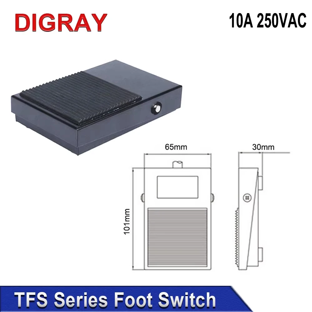 

Металлический ножной переключатель DIGRAY TFS-1 10A 250VAC, длина кабеля 1,9 м, с функцией самовозврата.
