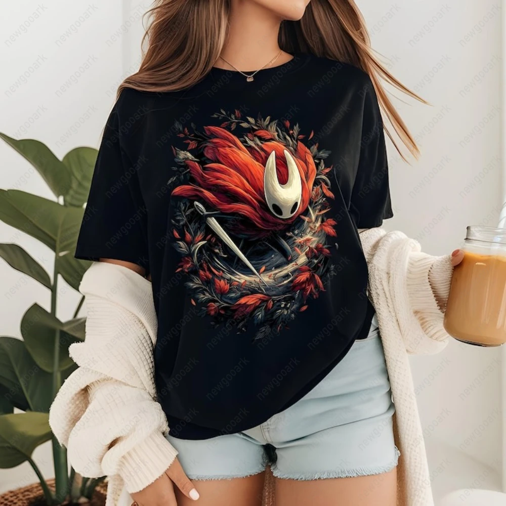 Hollow Knight Silksong Hornet T Shirt Action Adventure Game Graphic T Shirts Woman Man Creative Gothic Cotton Short-sleev