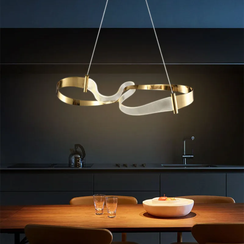 

Postmodern Luxury Irregular LED Pendant Lamp Nordic Living Room Kitchen Island Hanging Lamp Dining Room Golden Lighting Fixtures