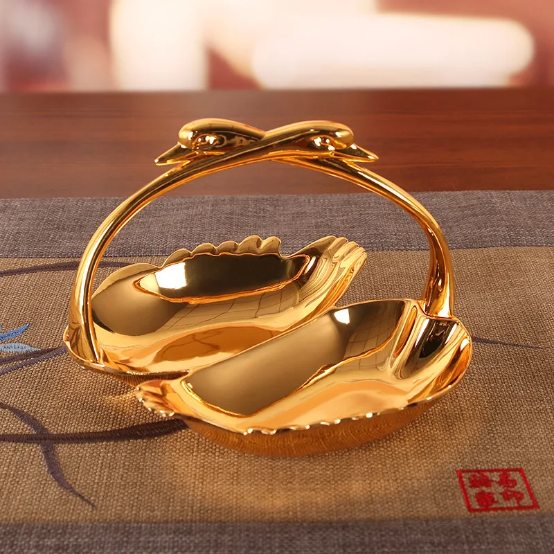 Swan Fruit Plate Creative Metal Party Food Jewelry Trays  Candy Snack Nut Two Kinds of Divided Plates.