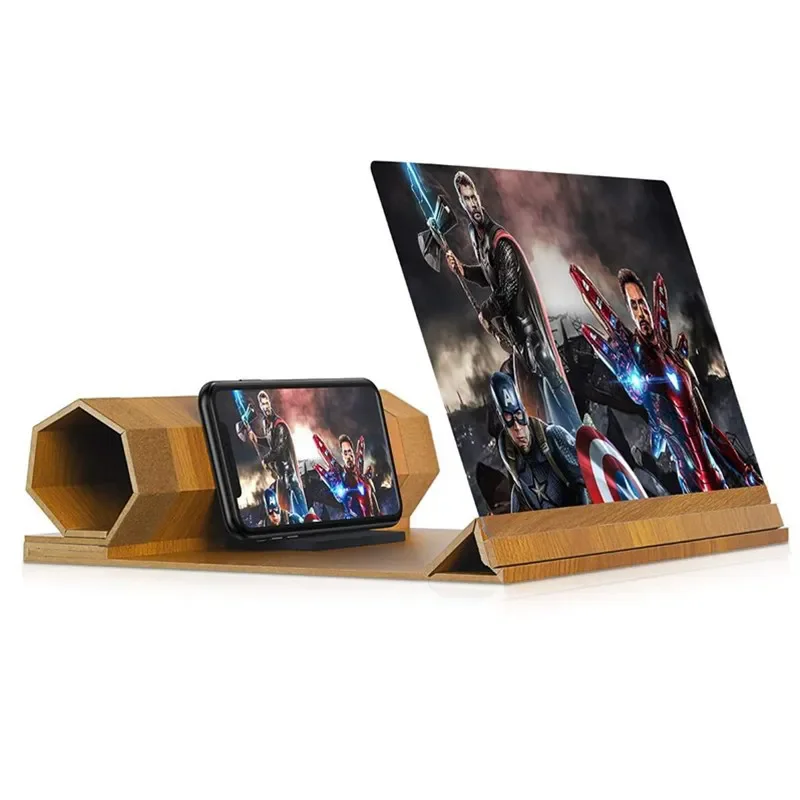 12-Inch Wooden Phone Screen Magnifier – Roll-Up & Foldable Portable Lens for iPhone Android