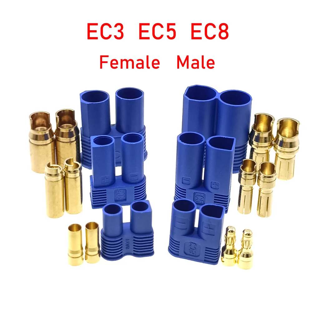 EC3 EC5 EC8 Battery Connector Set Male Female Gold Plated Banana Plug DC500V 25/40/100A For RC ESC LIPO Battery/Motor Connector