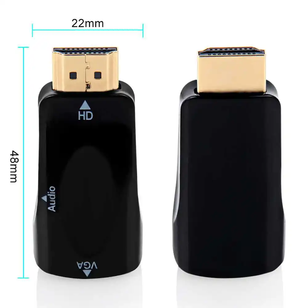 HDMI-Compatible to VGA Adapter, Support 1080P Full HD, With 3.5mm Cable, 3.5 AUX Jack, for HDTV, Monitor, Projector, PC Computer