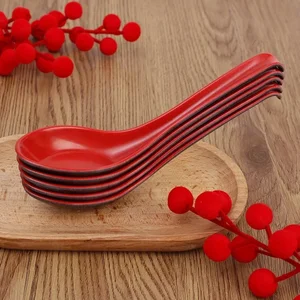 20/1 قطعة ملاعق شوربة سوداء حمراء ميلامين مضادة للصدمات ملعقة بلاستيكية مع خطاف الزلابية عصيدة عشاء أدوات مائدة أواني مطعم أفضل 12 أدوات مائدة الميلامين مبيعا - رقم 9