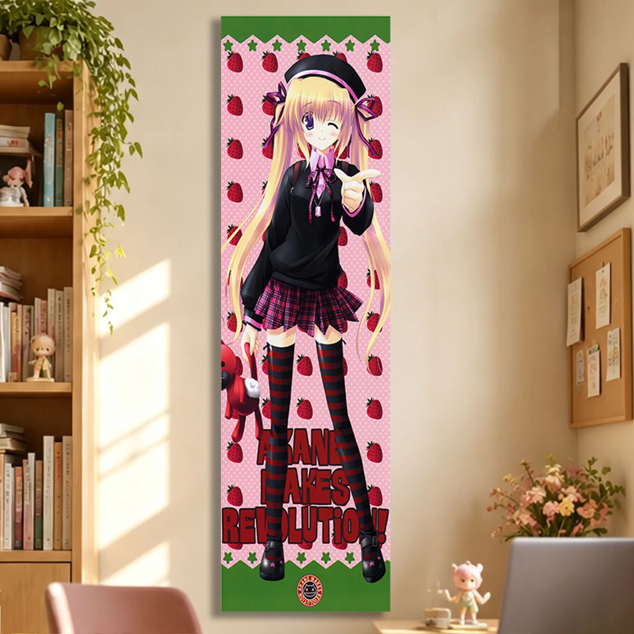 Sweet Strawberry Tapestry Moe 2000s Anime Girl Long Tapestry Party Bedroom House Living Room Decor Room Necessaires Stuff