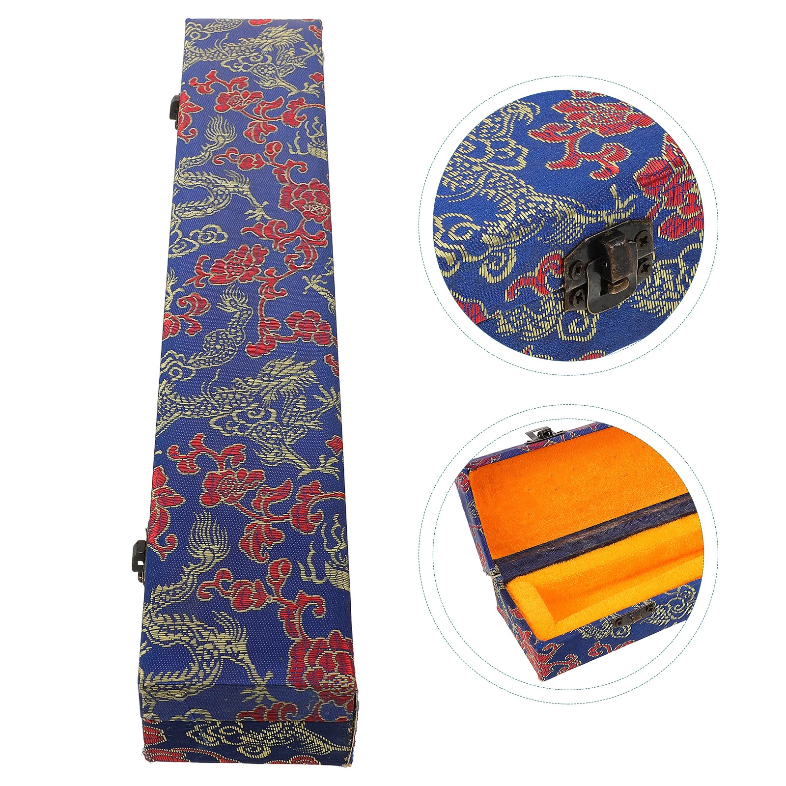 

Copper Buckle Box Natural Wood Folding Fan Storage Case Chinese Style Hand Fan Organizer Unique Gift Box Party Decor