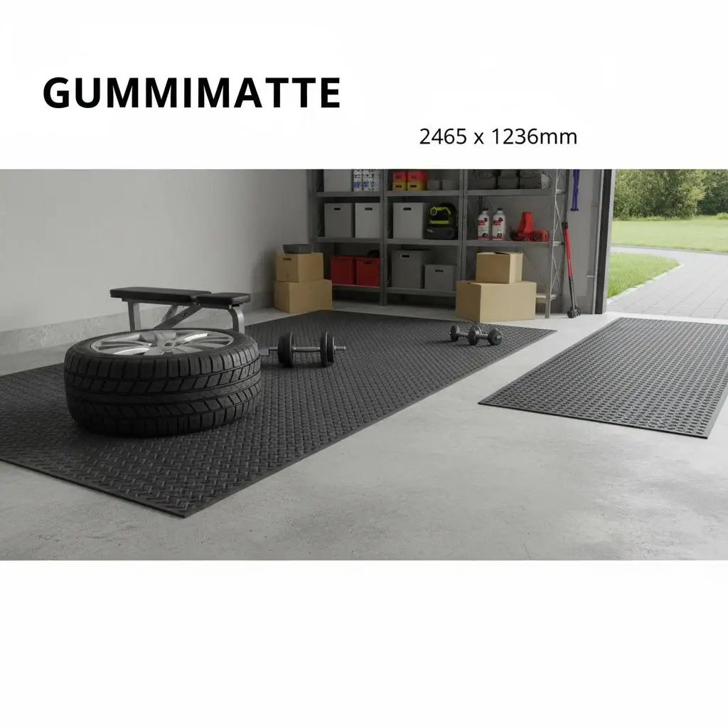 Diamond Pattern Rubber Matting 3mm x 4ft x 8ft For Garage Workshop Gym Heavy Duty SBR Floor Covering Easy Cleaning Black Indu