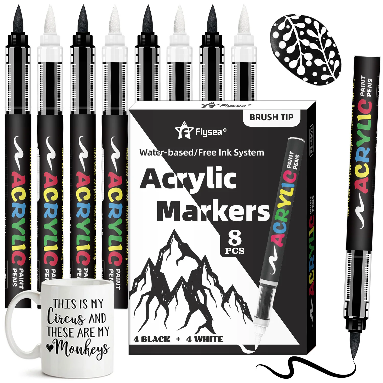 

Black & White Art Markers Highlighting Pens for DIY Black Cardstock and Bullet Journals Soft-Tip Drawing Marker
