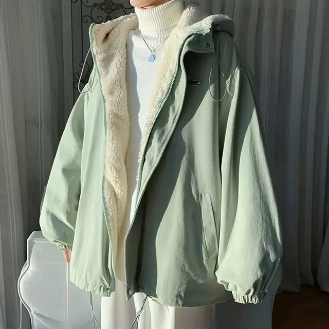 Lamb Wool Jacket Women's 2026 Autumn Winter New Korean Version Loose Workwear Student Cotton Jackets Female Hooded Warm Coat 2 Lamb Wool Jacket Women's Autumn Winter Korean Version Loose Workwear Student Cotton – view 2