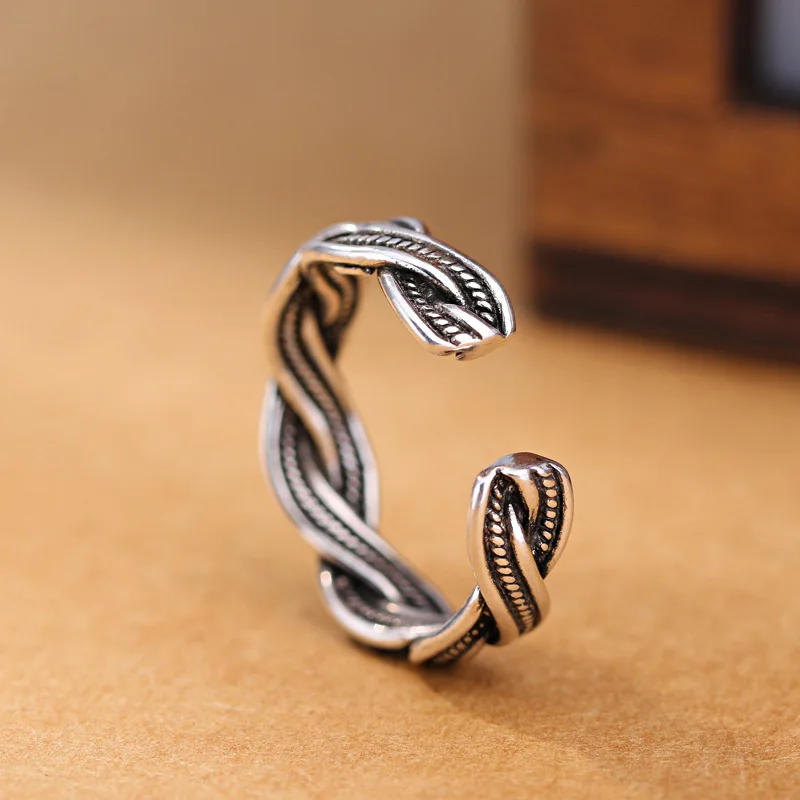 Women's 925 Sterling Silver Weave Adjustable Ring