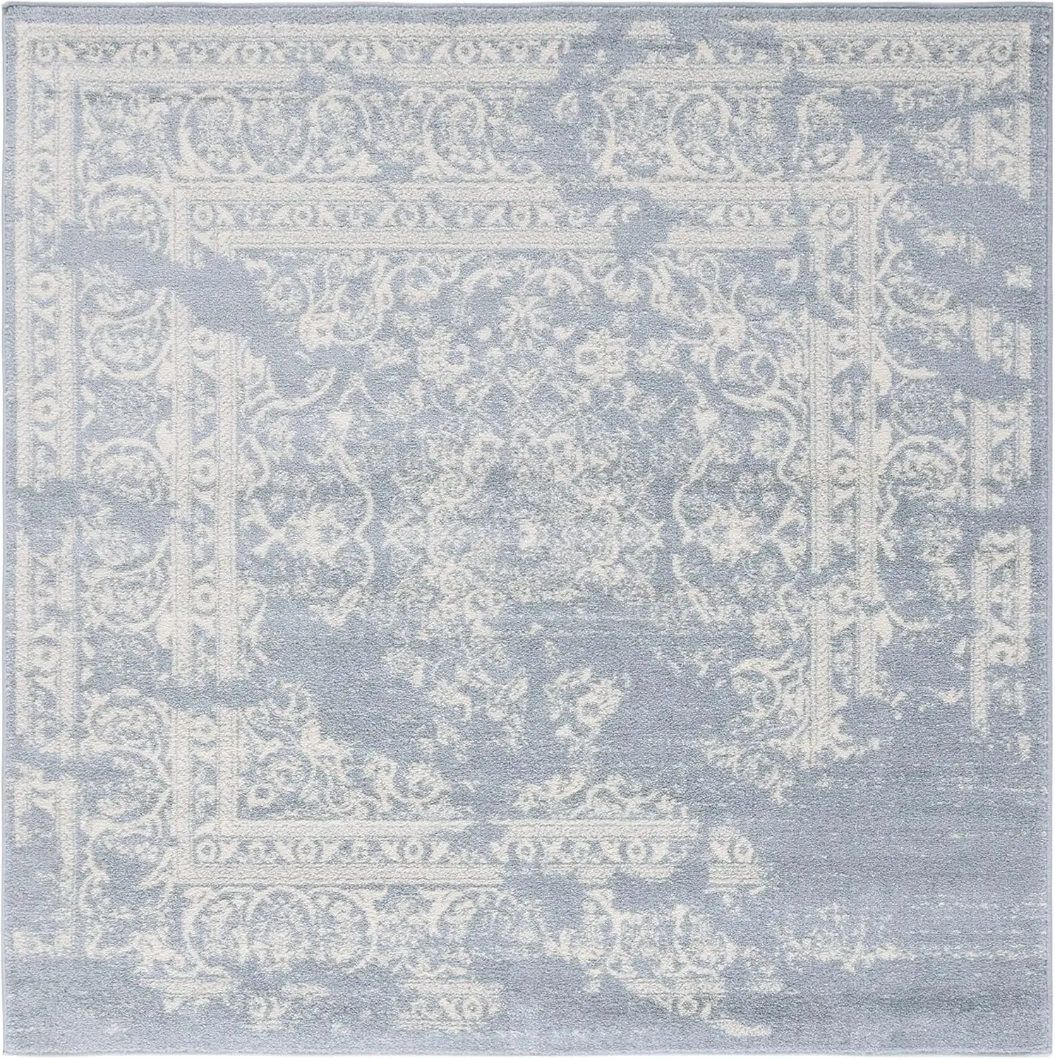 

Safavieh Adirondack Collection Area Rug - 6' Square, Slate & Ivory, Oriental Distressed Design, Non-Shedding & Easy Care, Ideal