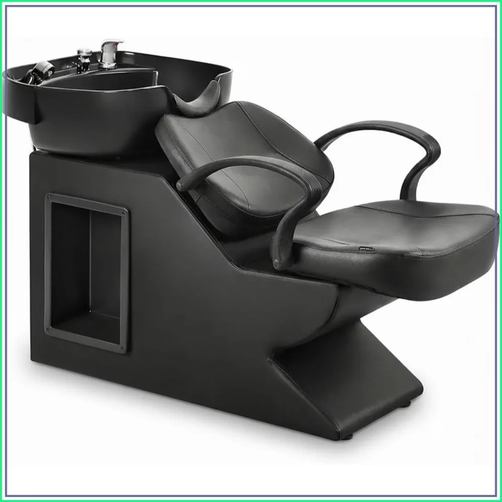 Salon Shampoo Bowl Chair Set with Sink for Hair Washing, Barber Spa Equipment