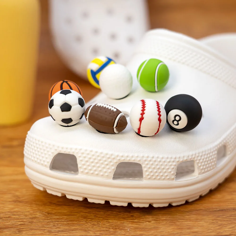3D Balls Set PVC Shoe Charms Accessories for Clogs Slipper Sandals Garden Shoe Decoration Buckle Beach Bag Pins Boys Girls Gifts