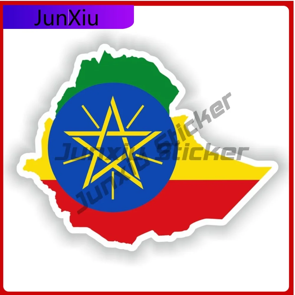 

Ethiopia National Emblem Map Shape And Outline Vinyl Decals Graphics Motorcycle Laptop Stickers For Car Decoration Suv Bumper