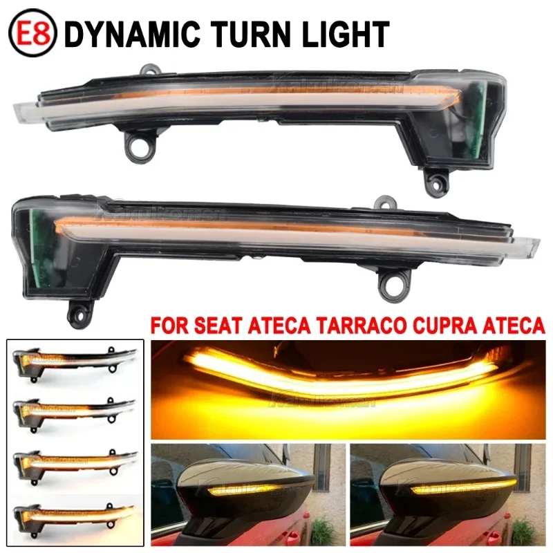 2PCS LED Turn Signal Mirror Indicator light Tarraco Dynamic Blinker for Seat Ateca 5D 2016 2017 2018 2019 2020 2021 FR