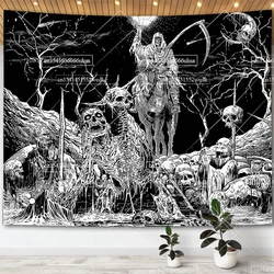 Black And White Skull Tapestry Moon Gothic Skeleton Tapestry Hippie Mandala Floral Tapestries For Bedroom Aesthetic Decor Poster